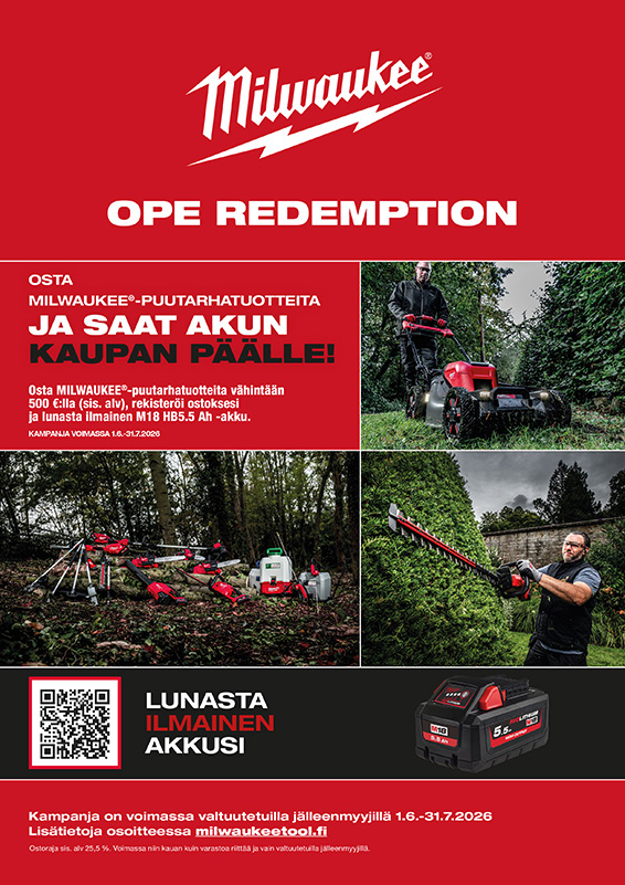 Milwaukee Ope Redemption -kesäkampanja puutarhatuotteisiin